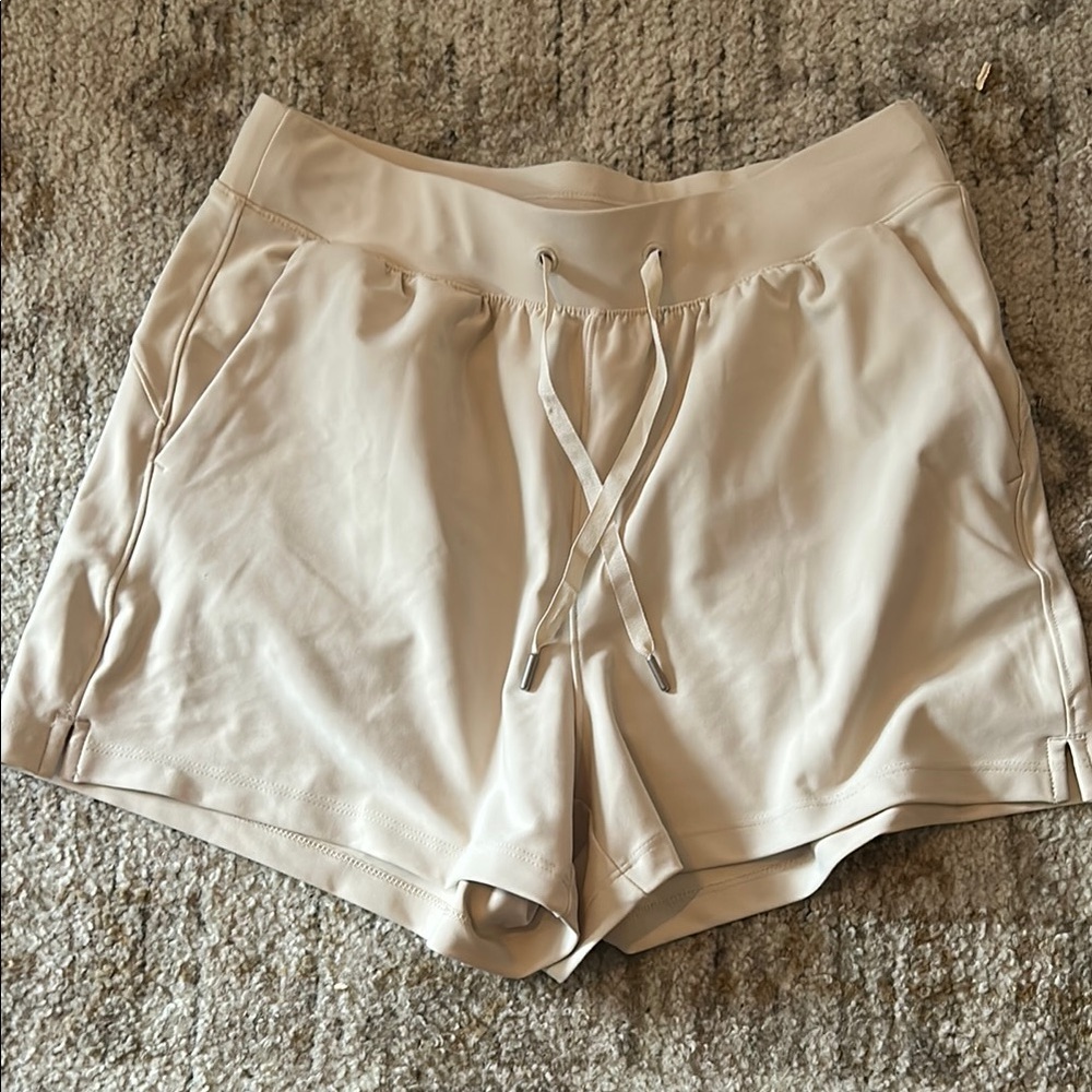 Old Navy Cream Athletic Shorts with Elastic Waistband